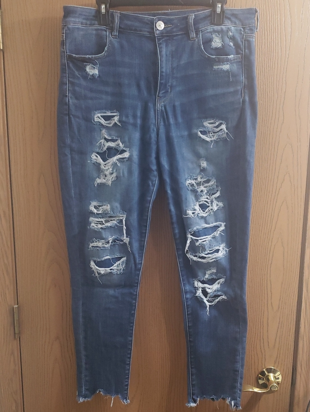 American Eagle Outfitters Distressed Dark Blue Skinny Jeans